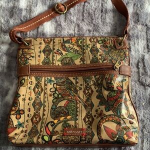 Sakroots Bohemian Owl and Flowers Patterned Cross Body Bag